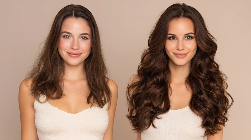 Prima e dopo: risultato con le extension capelli naturali OxY